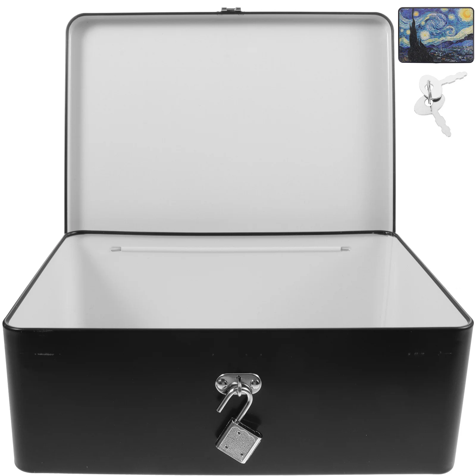 Storage Tin Box with Lock Keepsake Padlock Boxes Food Containers Lids Tinplate Can Display Case Decorate Man