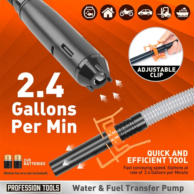 Electric Transfer Pump for Gas Car Portable Battery Powered Transfer Pump Equipment with Gun Mouth for Fuel Oil Gas Water Petrol