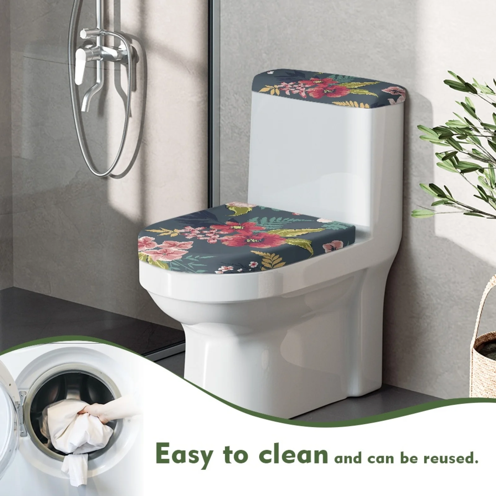 Toilet Cover and Tank Lid Protectors Tropical Flower Toilet Seat Covers Fits Most Toilet Tanks and Lids Stylish Toilet Cover Set