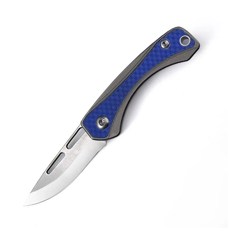 

New Mini Folding Knife with Titanium Alloy+ G10 Handle and D2 Edge, Convenient and Practical Fruit Knife EDC Tools