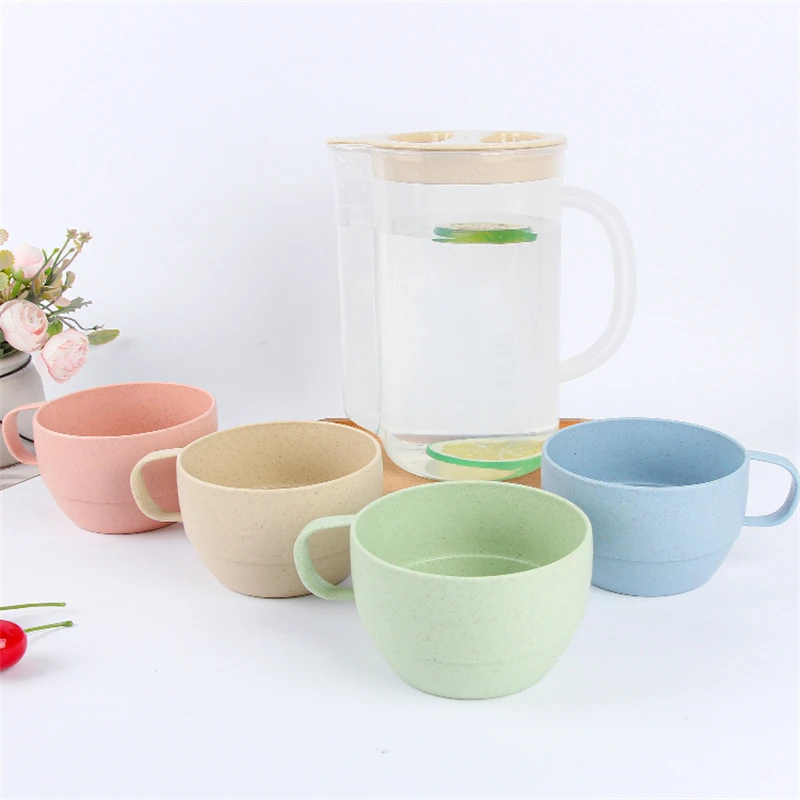 Wheat Straw Cold Kettle Set Camping Drinking Cup Set Drinking Kettle Portable Mug Set Wheat Straw Picnic Sharing Water Jug Set