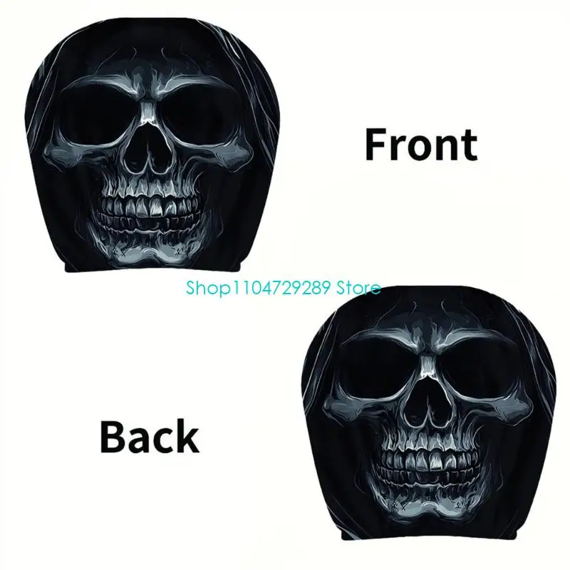 D8KE Humorous Headrest Protectors For Car Skull Face Theme Decors Polyester Fabric