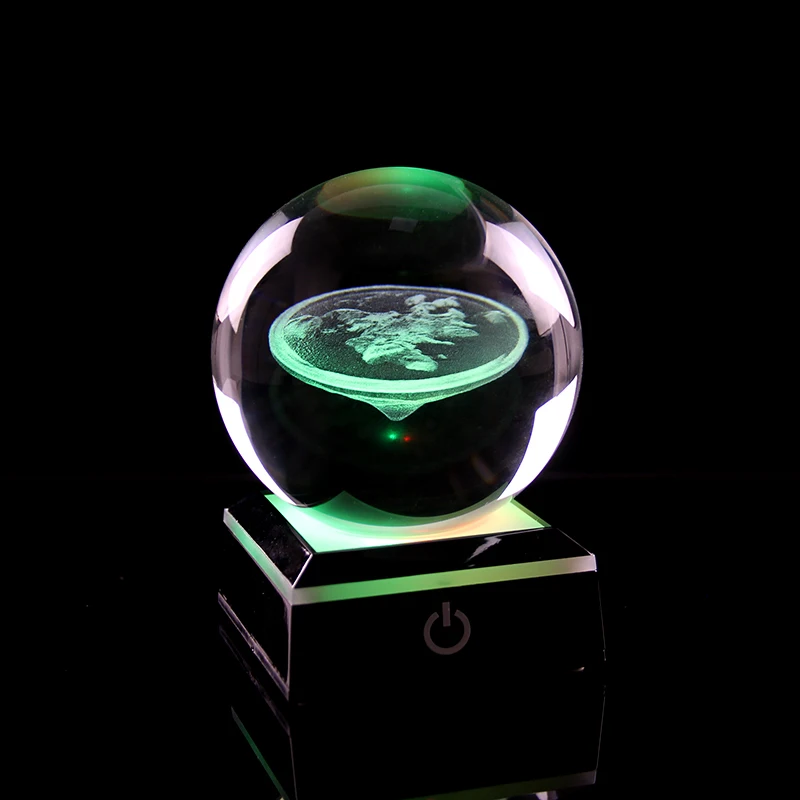 Modelo de avión de la tierra, bola de cristal con Base LED de colores, luz nocturna, recuerdo, regalos de cumpleaños, adorno de decoración del hogar