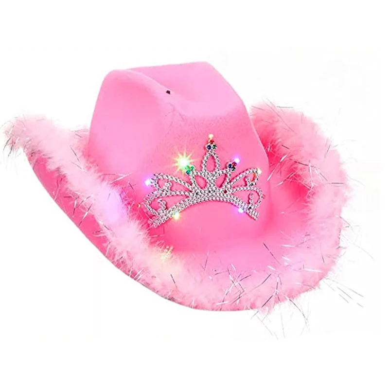 Western Style Cowboy Hat Pink Women Girls Party Cap with  display picture 1