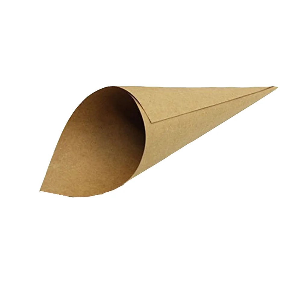 50pcs Kraft Paper Cones Self-Adhesive Confetti Containers For Wedding Party Rose Petals Toss Simple Design Cone Shaped Decor