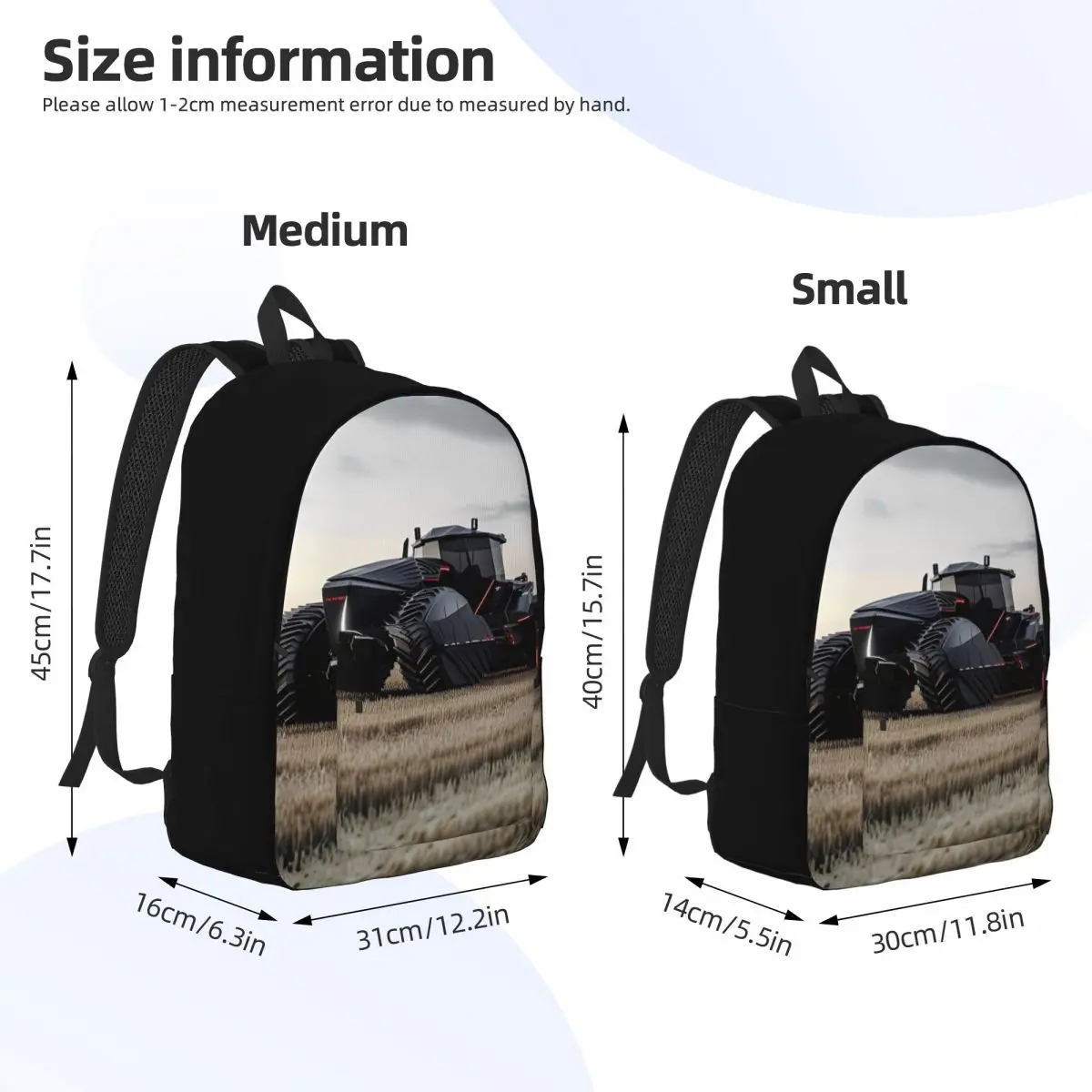 트랙터 농장 십대 배낭 스포츠 고등학교 하이킹 여행 남성용 여성용 대학 숄더 백