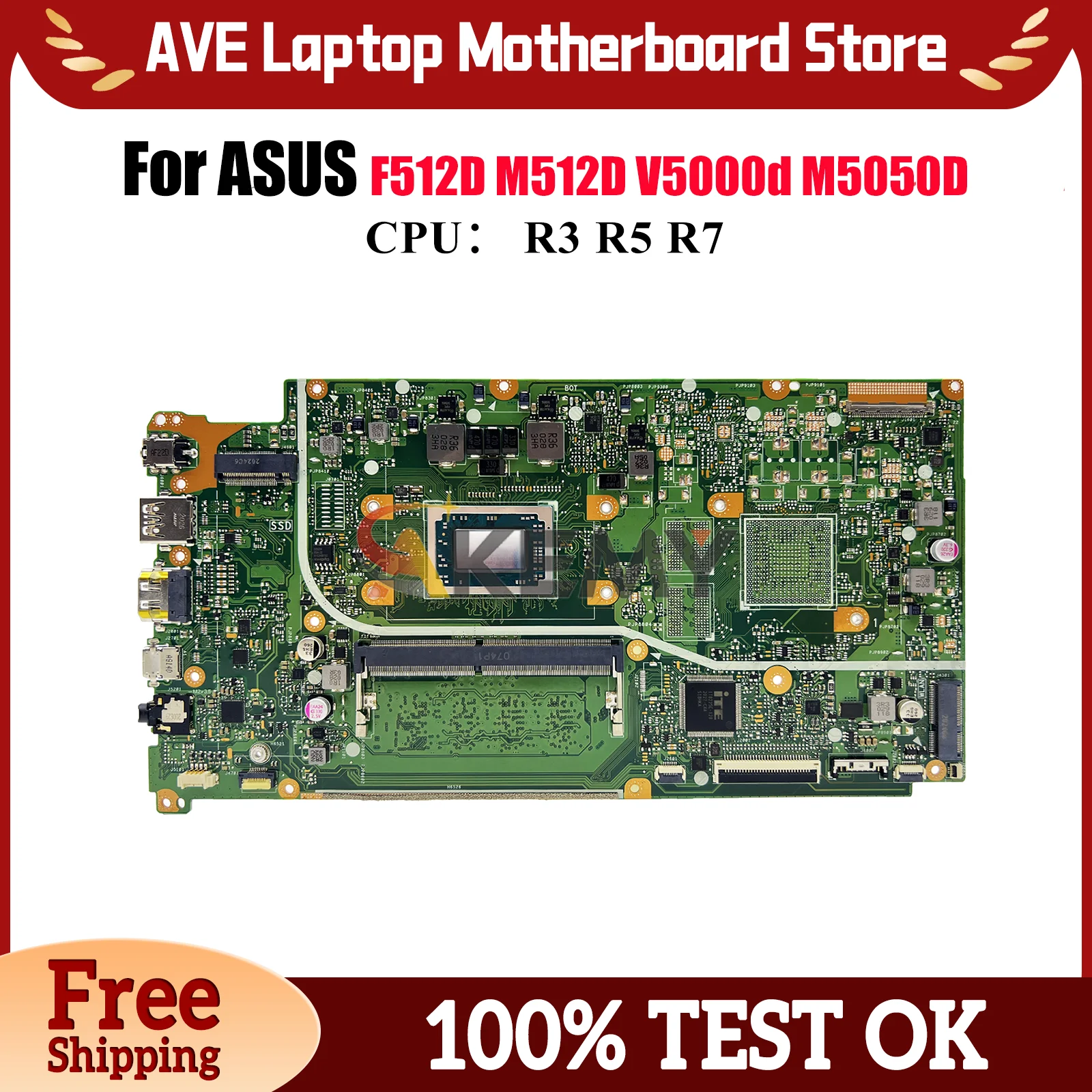 

X512DAU Laptop Motherboard For ASUS VivoBook X512DAP X512D X512DA F512D V5000d X512DK M5050D M512D Mainboard With R3 R5 R7 CPU