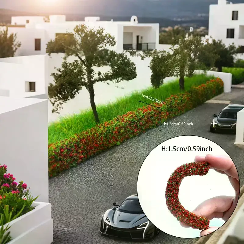 2Pcs Simulation DIY Materials Grass Fence Shrub Strips Green Sand Table Miniature Model For Outdoor Indoor Building Diorama