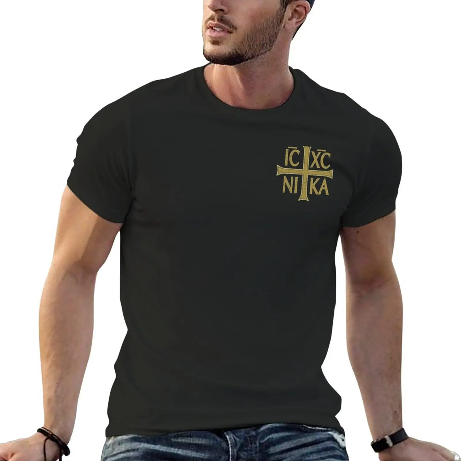 IC XC NIKA Cross Orthodox Eastern Christianity Christogram Side T-Shirt baggy shirts sports fans tee shirts for men