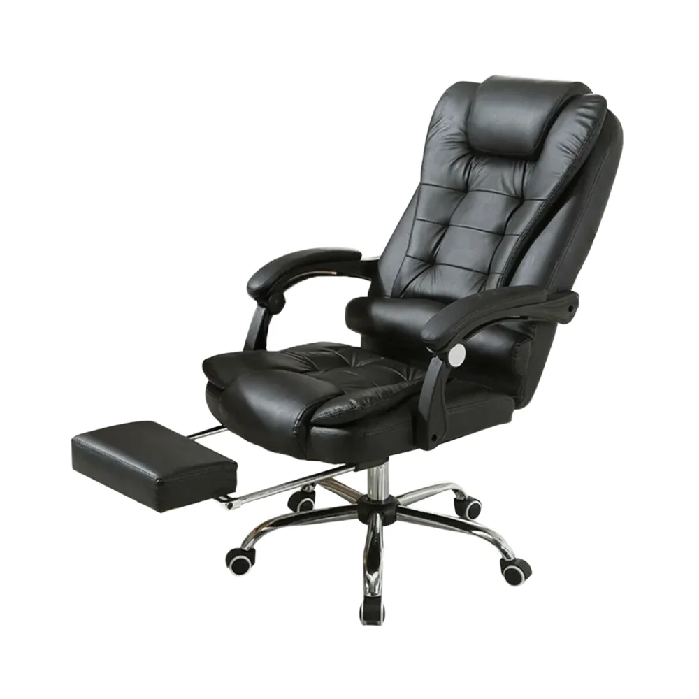 Executive Office Chair with Comfortable Leather Armrest Heavy Users Ergonomic Revolving Massage Feature Lift Style PU Mesh Chair