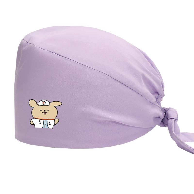 4 الموسم الدب المطبوعة النساء والرجال قبعات فرك قبعات العمل قابل للتعديل لينة طبيب الممرضات قبعات الشعر الطويل MSG-06