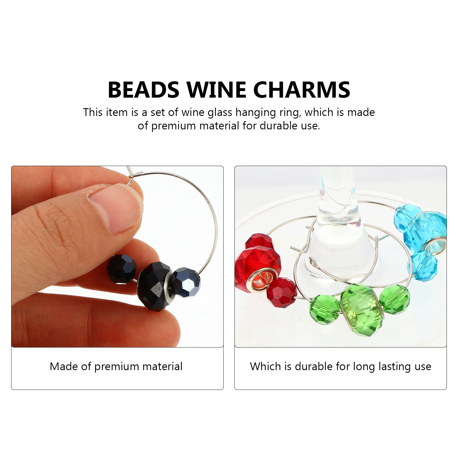 

6 Pcs Glass Ring Beads Charms Party Decoration Supplies Marker Glasses Different Colors Premium Material Home Restaurant