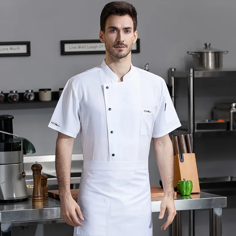 Uniforme de travail à manches courtes pour Chef de barbecue, Restaurant occidental, restauration, hôtel, Restaurant, cantine, vêtements de cuisine d'été pour hommes