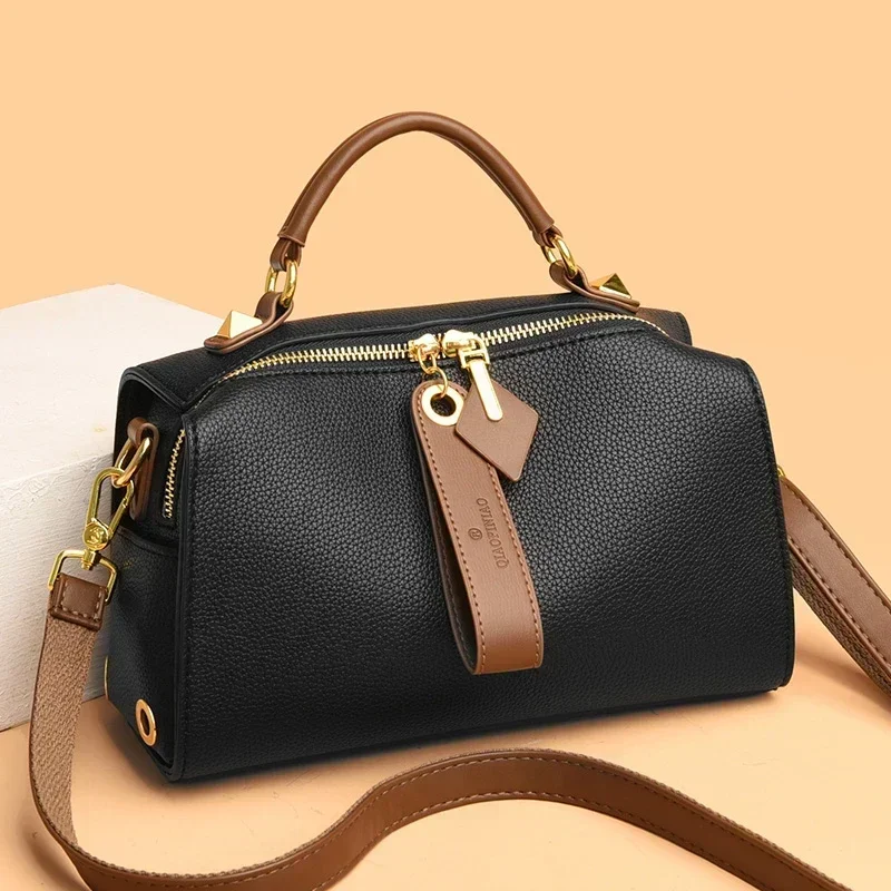 Paris Fashion High Quality Leather Shoulder Crossbody Bag For Women 2024 New Luxury Handbag Designer Female Messenger Tote Sac