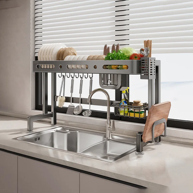 

304 Stainless Steel Kitchen Sink Dish Drainer Rack Over Sink Dish Rack Utensil Holder