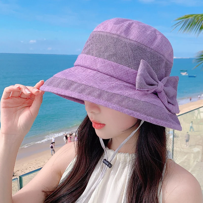 

Bucket Hat Women Spring Summer Breathable Cloth Sun Hat Sunshade Lady Fisherman Cap Foldable Bob Suncreen