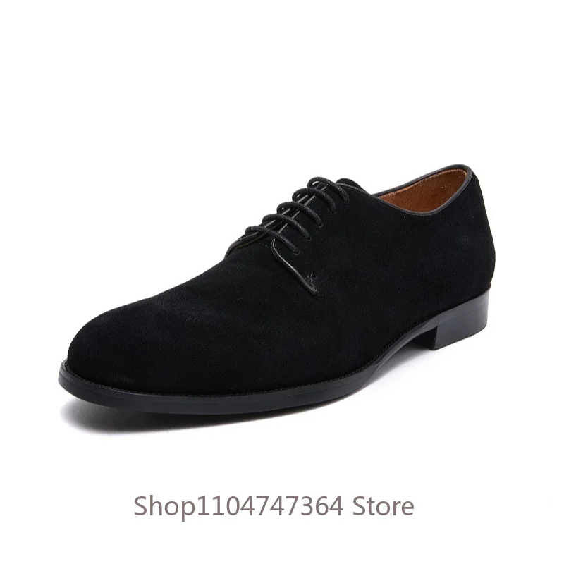 

British Style Derby Shoes Men's Lightweight Business Formal Leather Shoes Male Youth Round Toe Genuine Leather Work Oxfords