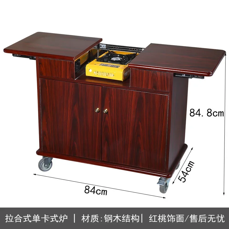 High-end cooking cart Hand-pushed mobile abalone cart Hotel restaurant Lobby private room On-site heating Cooking hall Car
