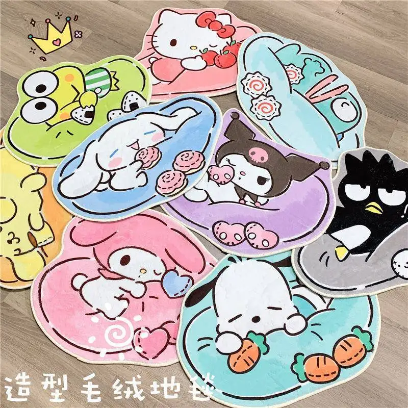 

Hello Kitty Kuromi Anime Kawaii MINISO Home Carpet Cute Cartoon Cinnamoroll Pochacco Bedroom Absorbent Mat Gifts for Girls