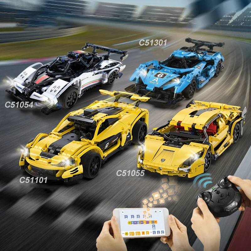 Technical Radio 2.4ghz Remote Control Vehicle BuildING Block Paganis Zonda Apollo EVO Super Sport Car P1 Sian FKP37 App Rc Toy