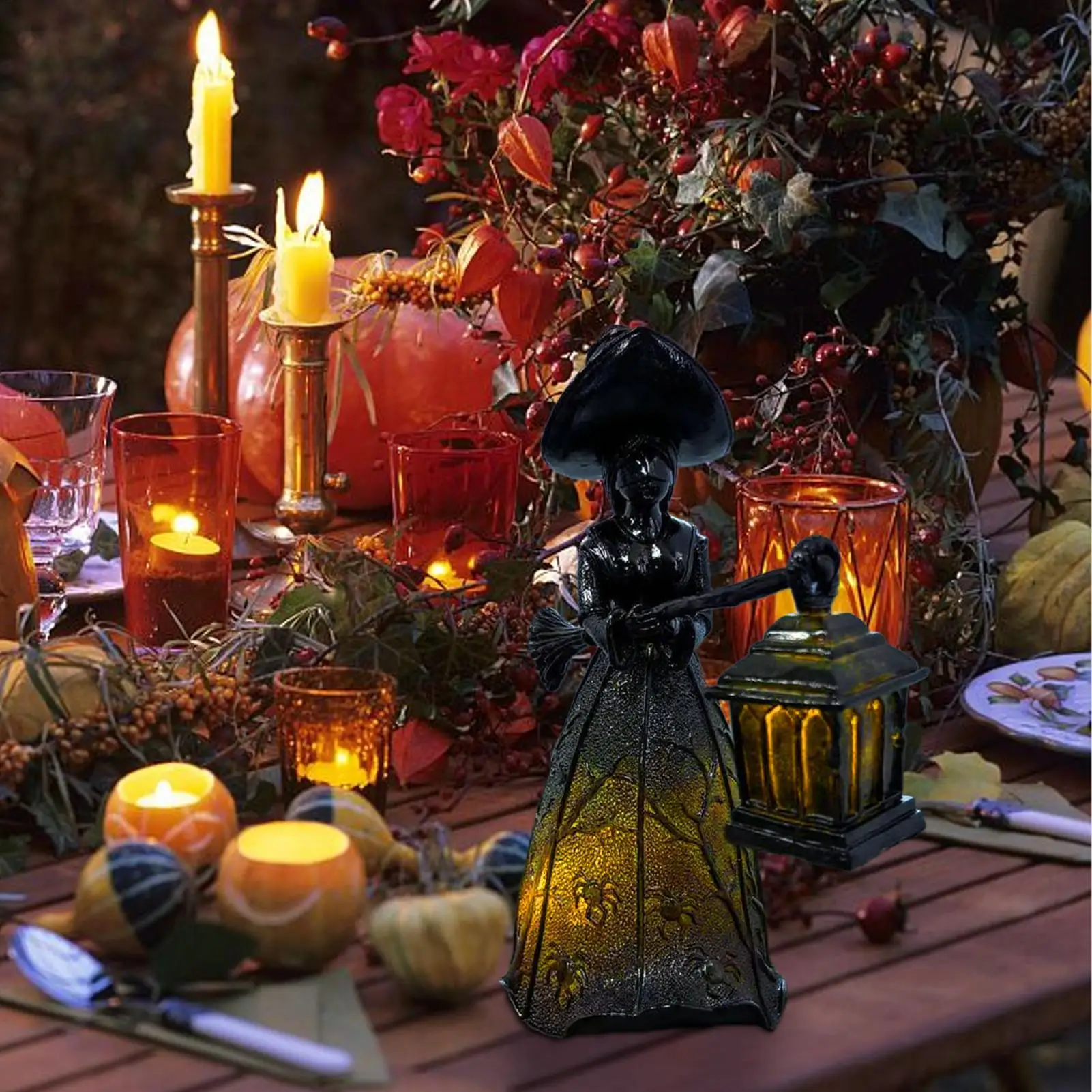 

Spooky Lamp Witch Design Halloween Table Lamp Gothic Anti-Scalding Lampshade Vintage Decor For Nightstand Office Living-Room