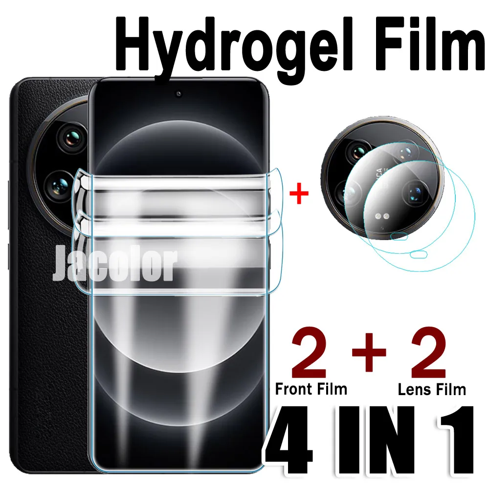 4IN1 Safety Gel Film For Xiaomi 14 Ultra Xiaomi14 Pro 2PCS Screen Hydrogel Protector+2PCS Camera Lens Glass For Xiao mi 14 14Pro