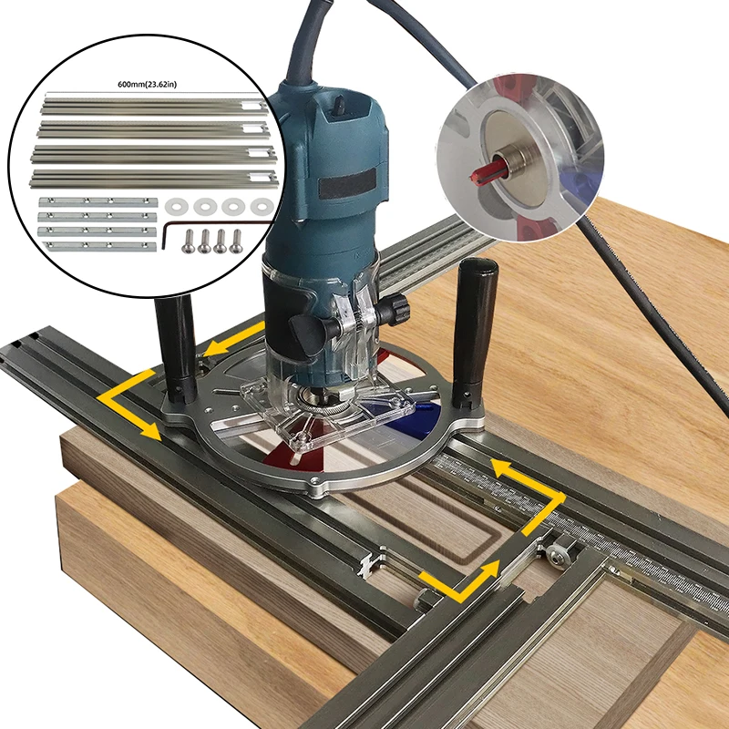 Woodworking Trimming Machine Engraving Guide Rail Wood Router Milling Groove Jig System Adjustable Auxiliary Guide Rail Bracket