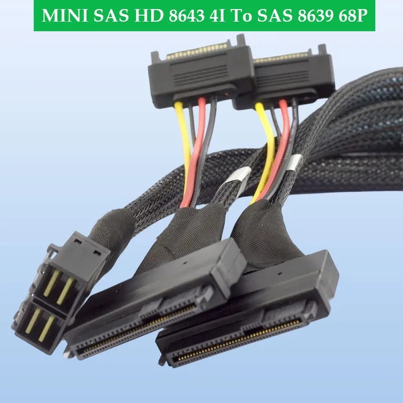 

ADT-Link Dual Siamese MINI SAS HD 8643 4I до SAS 8639 68P с кабелем SATA 15P Дополнительно 0,5 м 1 м