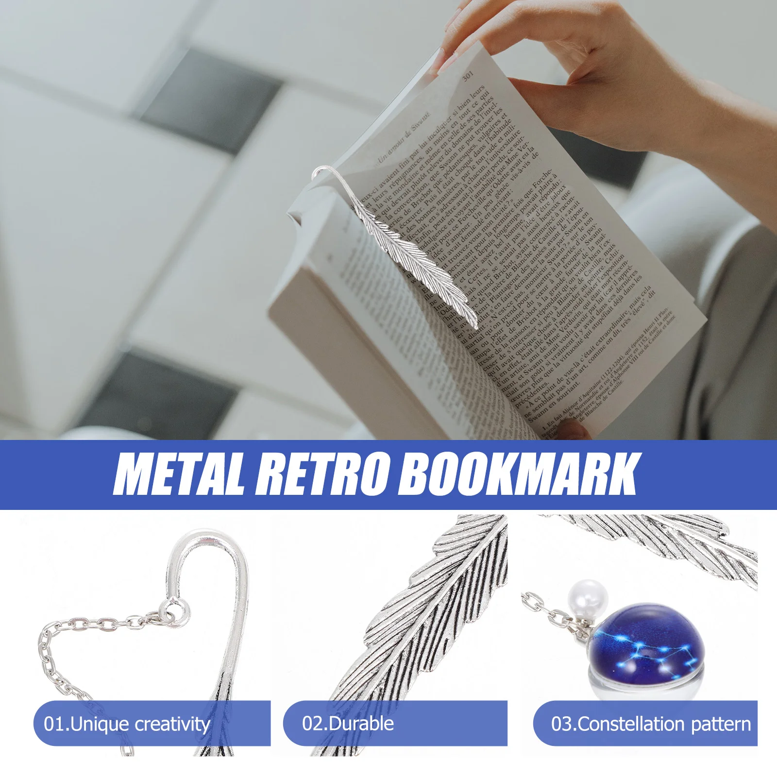 

2pcs Luminous Constellation Bookmarks Creative Night Light Page-Marker Unique Metal Bookmark Gift For Women Decorative Book Sign