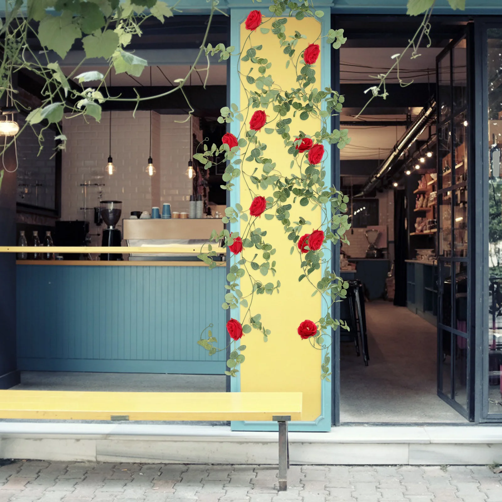 

Eucalyptus Flower Vine Garland 8Ft Long Lifelike Artificial Leaves for Wall Doorway Hanging Decor Wedding DIY Wreath