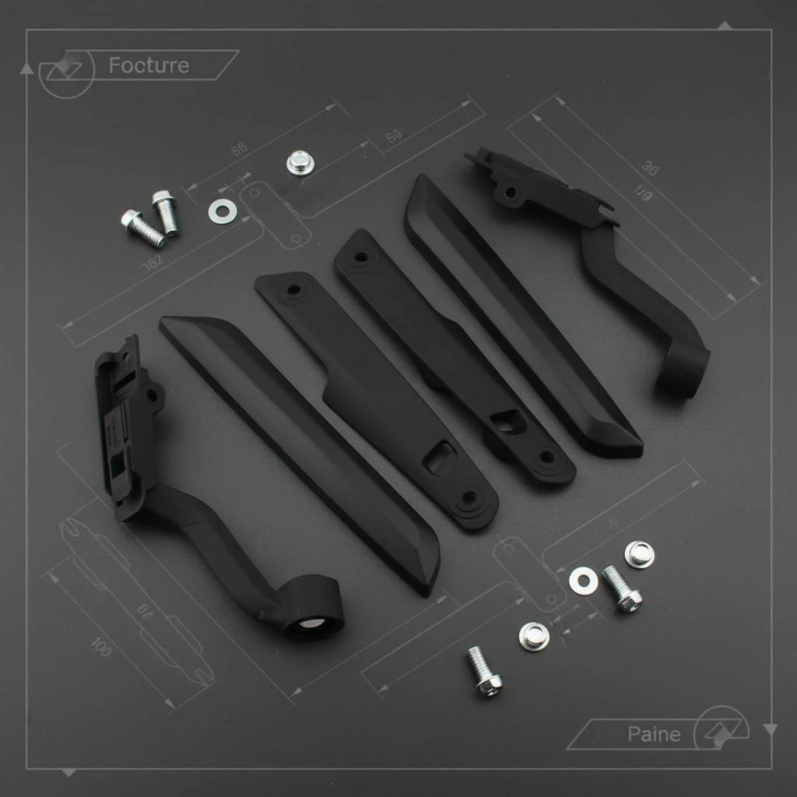 6 Pieces Matte Black Trim Strips Cutouts ABS Nylon Mounting Brackets Windshield Cover Kit