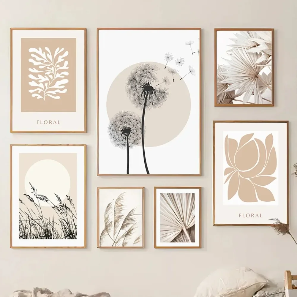 Large-sized 1pc frameless Canvas Painting Canvas Painting Dandelion Reed Flower Plants Leaves Abstract Nordic Posters And Prints