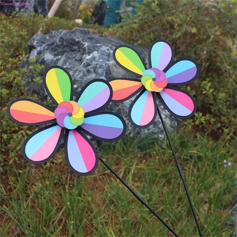 D0JC Pinwheel Flower Windmill Garden Decoration Colorful Wind Spinner for Yard Kids