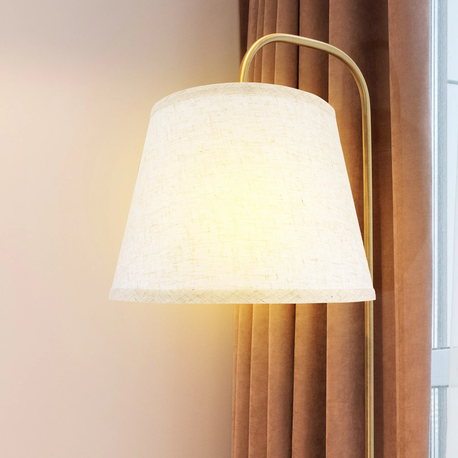 

Lampshade 4.2Cm Diameter Linen Metal Fabric For Floor Ceiling Table Lamp Drum Style Replacement Cover Lighting Accessory