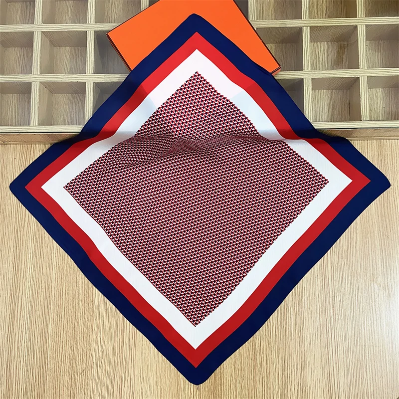 60cm*60cm Plaid Silk Square Scarf Women Satin Shawl Wrap Hijab Female Hair Band Wrist Luxury Headkerchief Echarpe 2022 Bandana