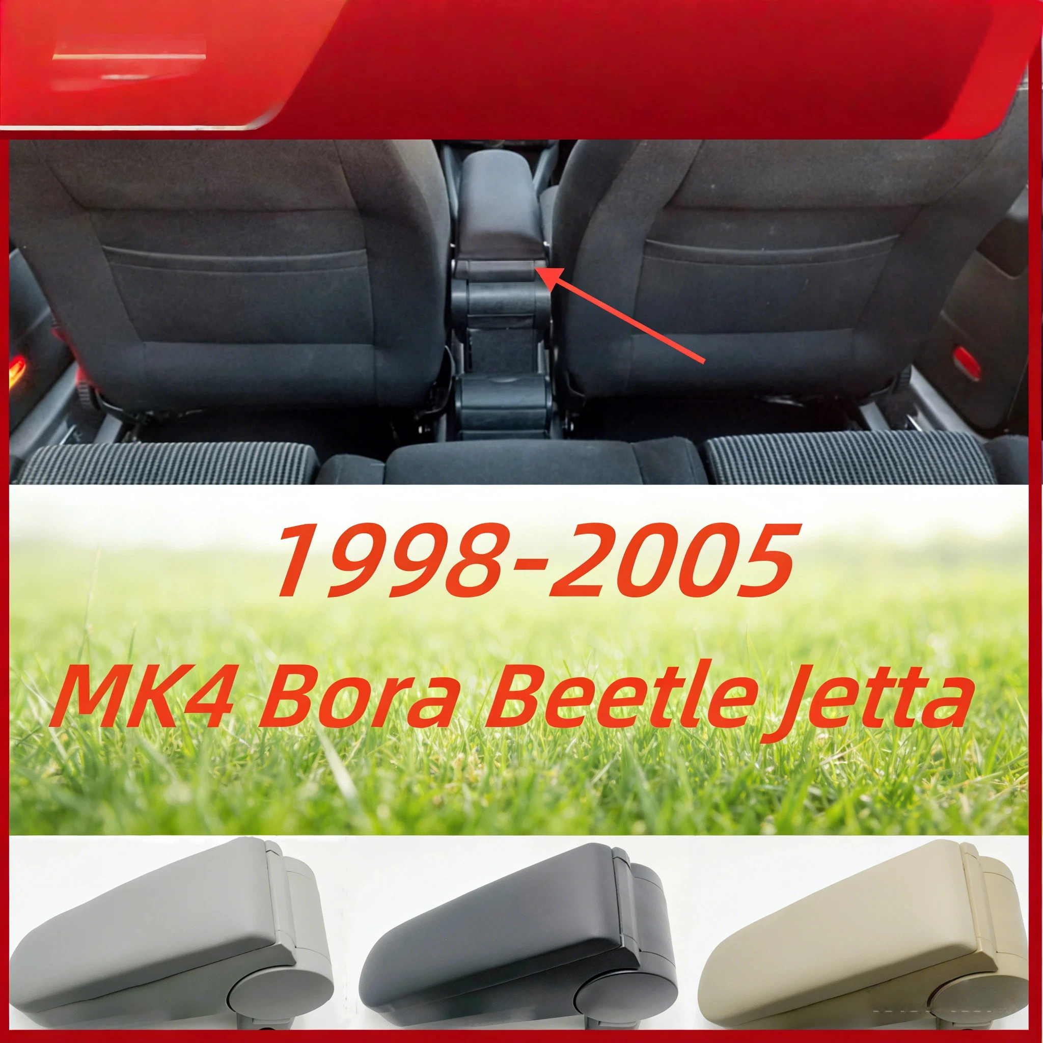

For Volkswagen Golf 4 MK4 Bora Jetta Beetle 1998-2005 Automotive Center Control Leather Storage Armrest Box Assembly
