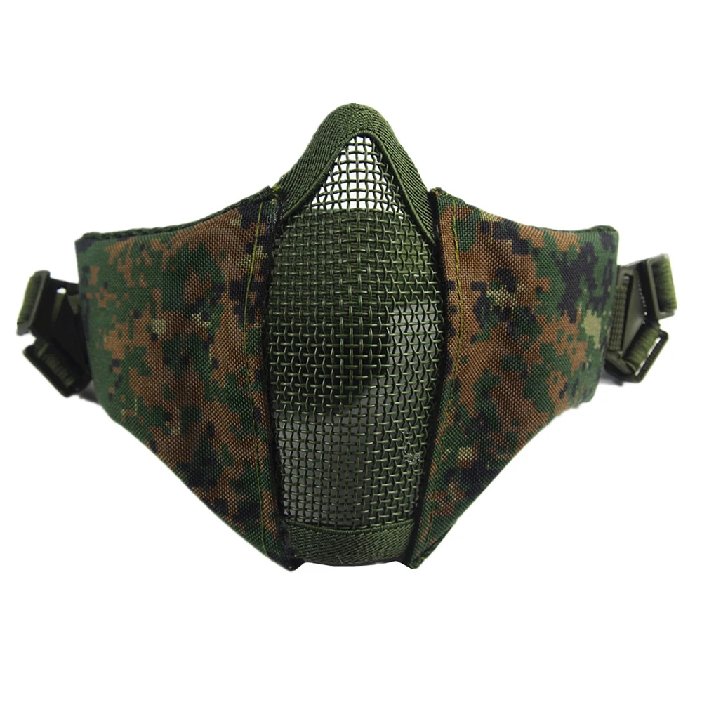 Half Face Metal Steel Airsoft Masker Jacht Tactisch Net Mesh Masker CS Beschermende Halloween Party Half Face Paintball Maskers