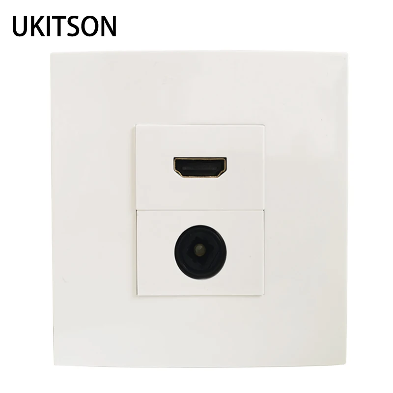 Rechte Plug Hdmi 2.0 Spdif Optic Socket Cover Voor Digitale Optische Audio Toslink Faceplate Wandpaneel In Wit