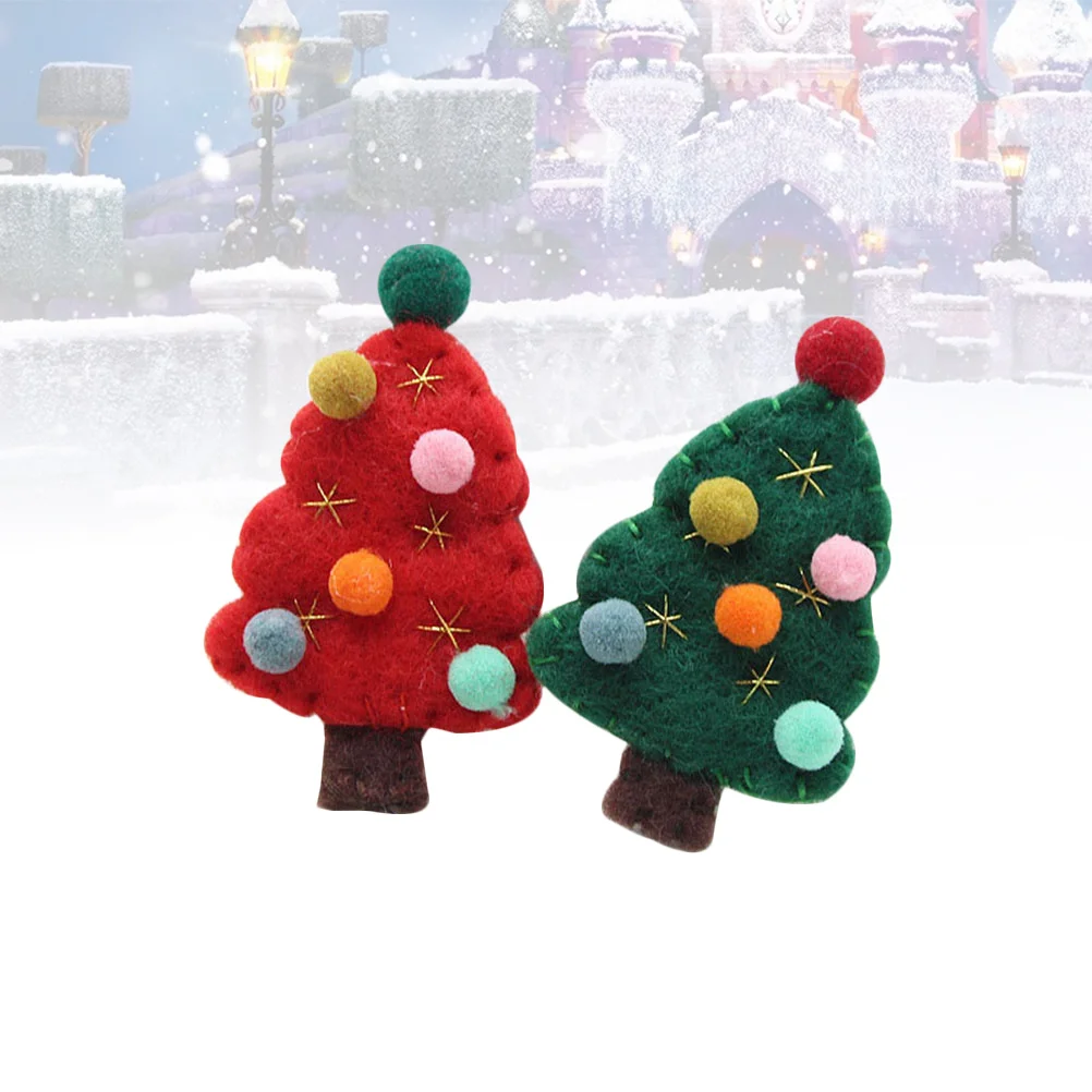 

2Pcs Wool Felt Christmas Brooch Set Tree Design Vintage Style Pins for Festival Wedding Party Costume Accessories