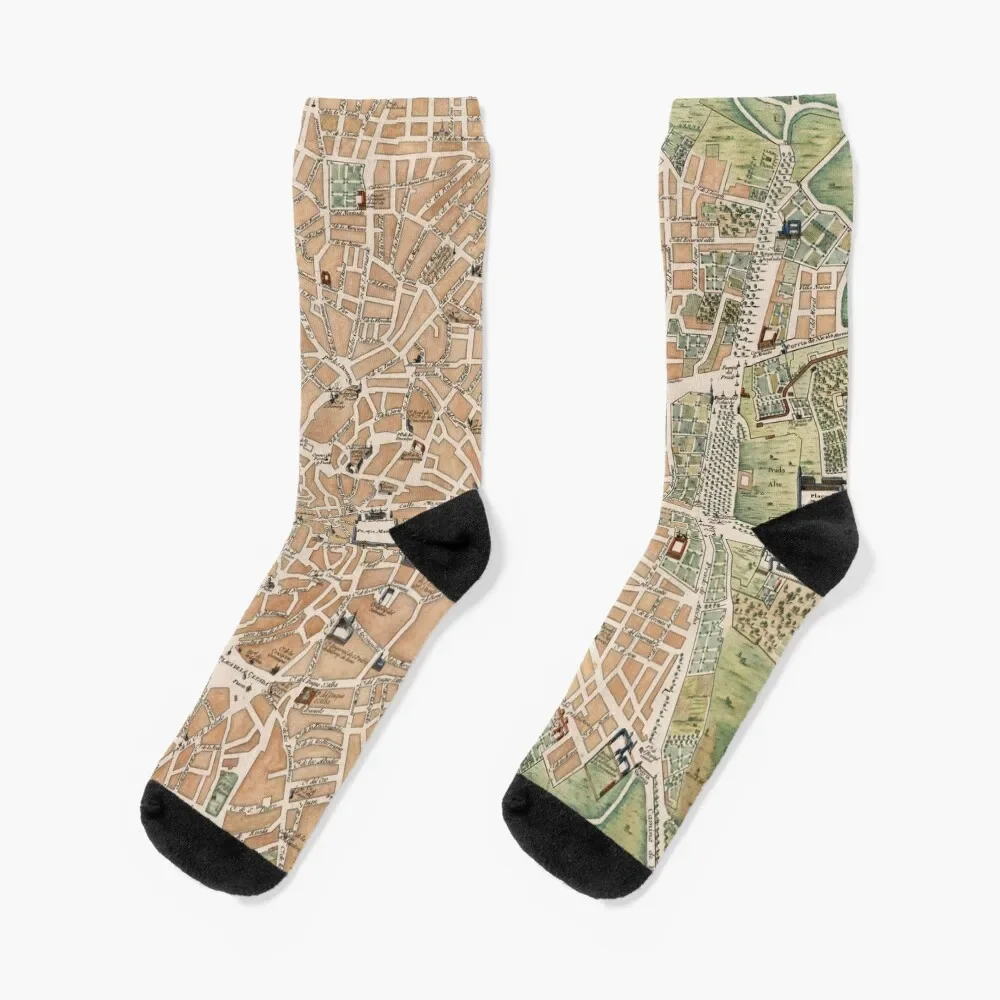 

Vintage Map of Madrid Spain (1705) Socks Thermal man winter soccer anti-slip Stockings compression Socks Girl Men's
