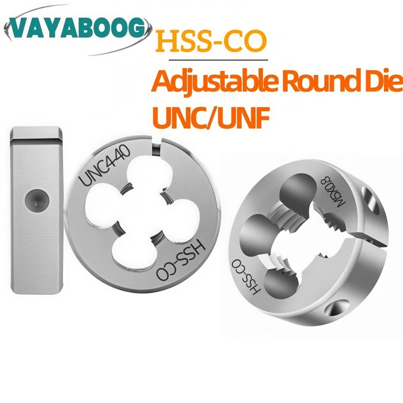 1PCS HSS-CO Stainless Steel round Die for Machine Screw Threading UNC/UNF 0-80 12-24 Thread Size 1/4 5/16 3/8
