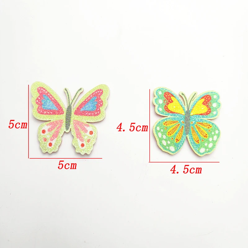 Apliques de mariposa con purpurina para el pelo, accesorios de adorno de decoración hechos a mano, pinzas para el pelo, sombreros y manualidades, 20 unidades