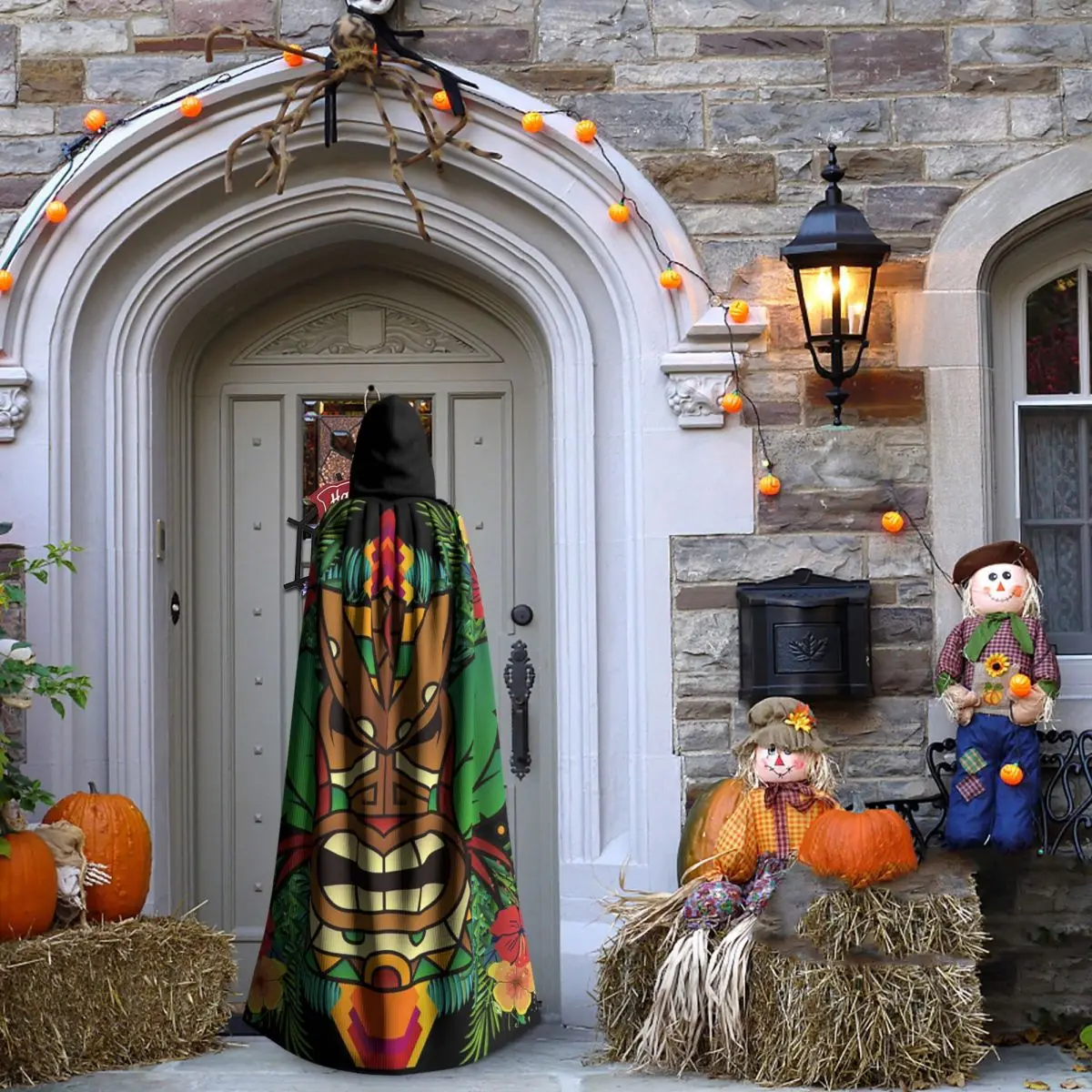 인디언의 민족 상징 티키 긴 후드 망토 마녀 중세 의상 코스프레 케이프 할로윈 파티 성인 유니섹스