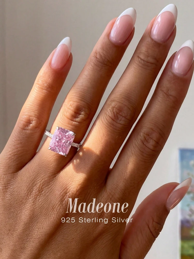 925 Sterling Silber Zirkon Mode Glänzender Einzigartiger Quadratischer Ring für Frauen Verlobung Hochzeit Luxus Hochwertige Feine Schmuckstücke – Detail 8