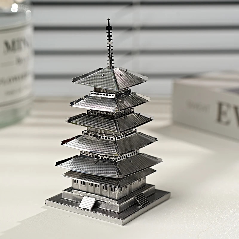 Chinese ancient style iron sheet building blocks 3D stereoscopic jigsaw puzzle metal architecture assembly model precision mecha