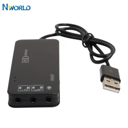 Multi-Function 3 Port Usb 2.0 External 7.1Ch Stereo Sound Card Adapter 2 Micphone Jack 3.5mm Earphone Audio For Pc Audio Transe