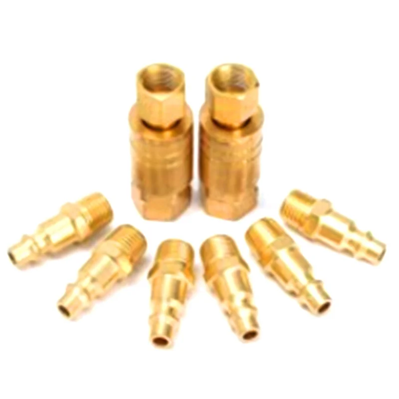 8-Piece Air Coupler and Plug Kit Quick Connector Air Fittings 1/4Inch NPT Industrial Brass Air Hose Fitting for Air Tool