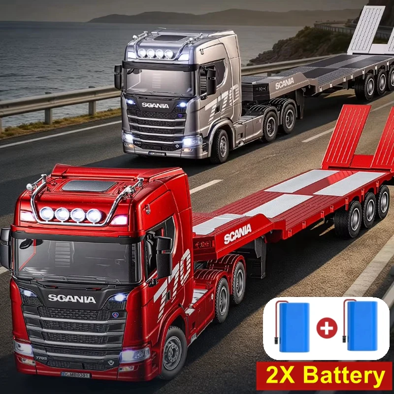 Oike 4WD RC Car HUINA 1302A RC Truck 1/24 Scale 770S Tractor Truck With Trailer Model Light Sound Remote Control Lorry Cars Toys