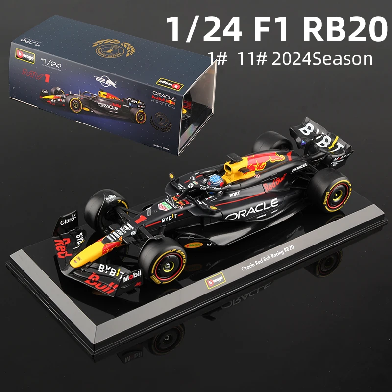 Модель-автомобиля-из-сплава-bburago-1-24-red-bull-racing-f1-rb20-2024-formula-las-vegas-gp-1-verstappen-11--Статическая-литая-игрушка-perez