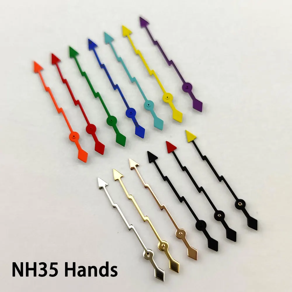 Стрелки NH35, высококачественная стрелка, серебро, золото, розовое золото, разноцветные стрелки. Подходит для механизмов NH35/NH36/7226/7S36/4R35/4R36.
